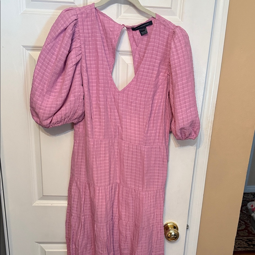 Elegant Pink Puff Sleeve Dress